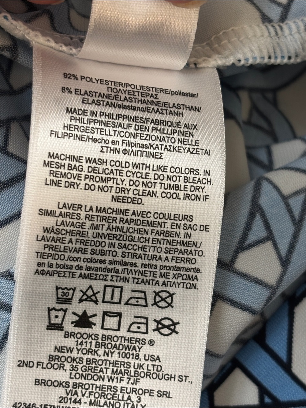Brooks Brothers Blue and White Geometric Long Sleeves Shirt Dress XL - Picture 16 of 16